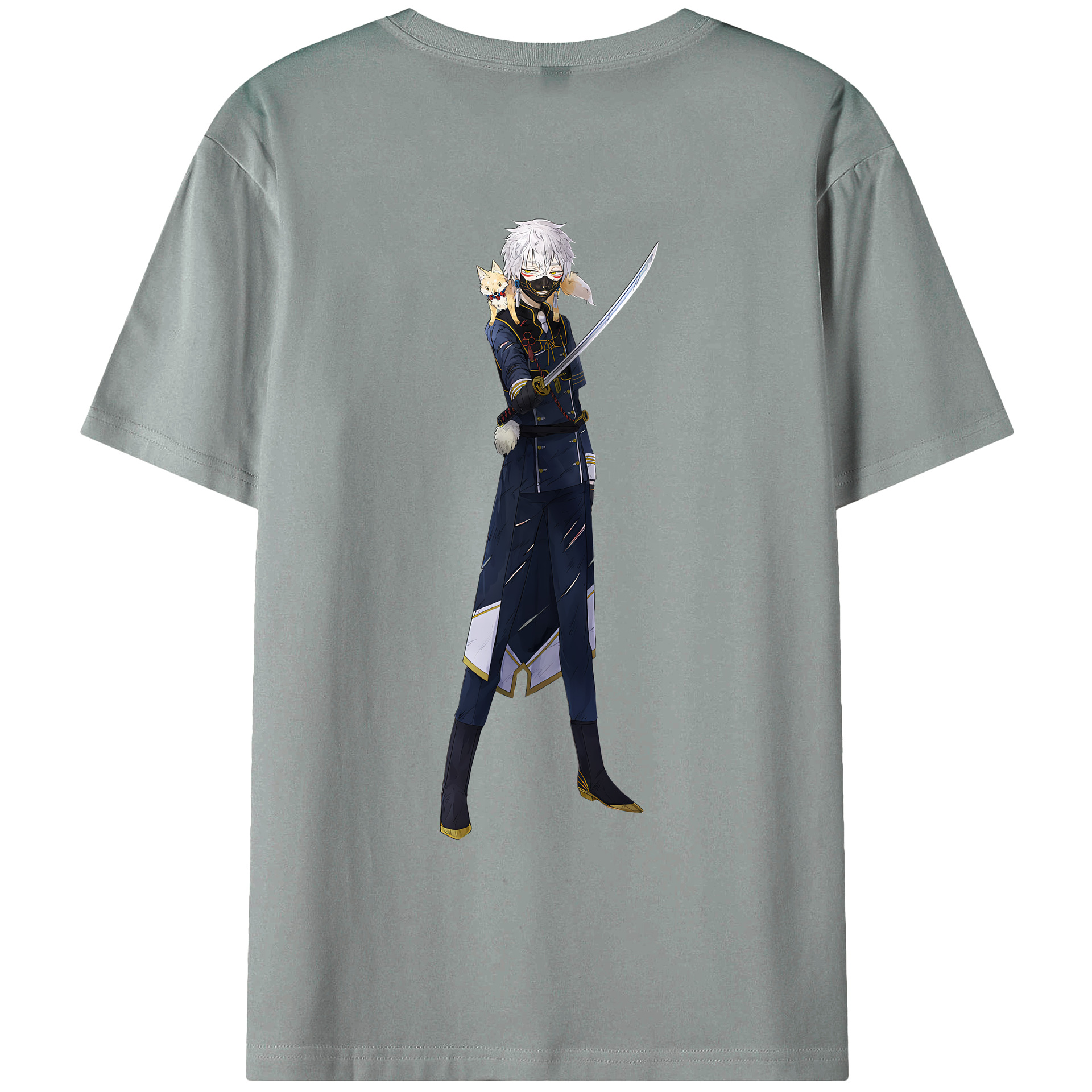 （画像用） 刀剣乱舞 Touken Ranbu 綿100％ メンズ半袖Tシャツ（バックプリント） 通気性